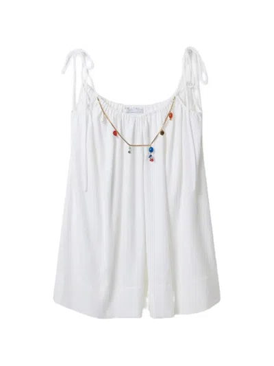 Stella Mccartney Bead-embellished Tie-strap Mini Dress In Gray