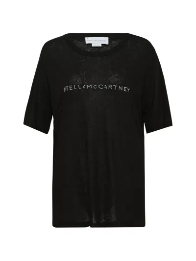 Stella Mccartney Beads-embellishment Logo T-shirt In Black