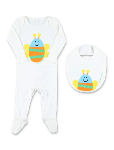 Stella Mccartney Babies' Bee Print Sleepsuit And Bib Set In White
