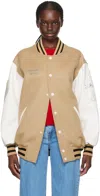 Stella Mccartney Beige & White Vitruvian Bomber Jacket In 2742 Camel