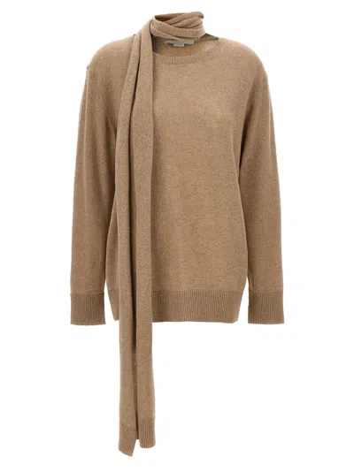 Stella Mccartney Cashmere Blend With Scarf Detail Sweater In Brown