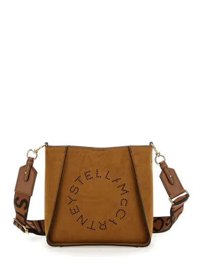 Stella Mccartney Beige Crossbody Bag With Front Ring Logo In Eco-leather Woman In Brown