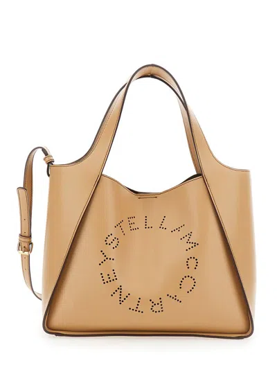 Stella Mccartney Beige Crossbody Bag With Maxi Logo Lettering On The Front And Adjustable And Removable Shoulder Stra