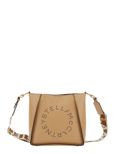 Stella Mccartney Beige Crossbody Bag With Maxi Logo Lettering On The Front And Shoulder Strap With Logo Lettering In 