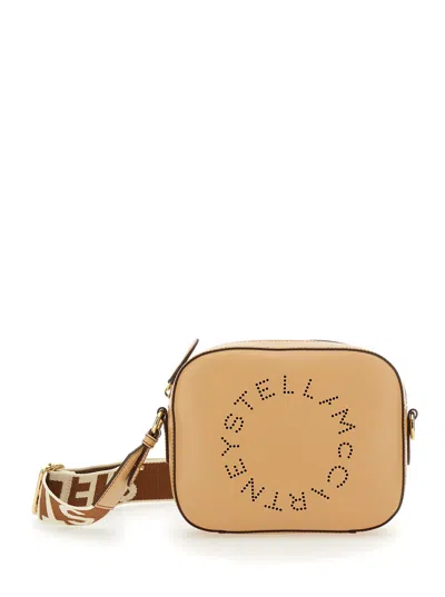 Stella Mccartney Beige Crossbody Bag With Perforated Logo In Faux Leather Woman