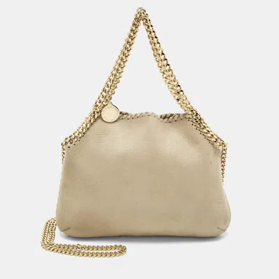 Pre-owned Stella Mccartney Beige Faux Suede Mini Falabella Tote In Sand