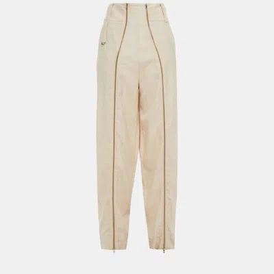 Pre-owned Stella Mccartney Beige Linen-blend Tapered Trousers Xs (it 36)