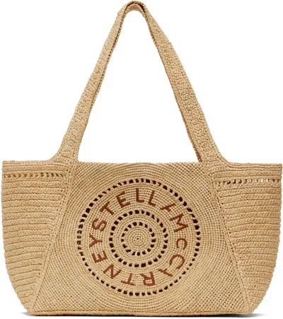 Stella Mccartney Beige Logo Raffia Medium Tote