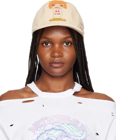 Stella Mccartney Beige 'no War' Baseball Cap In 9561 Oat