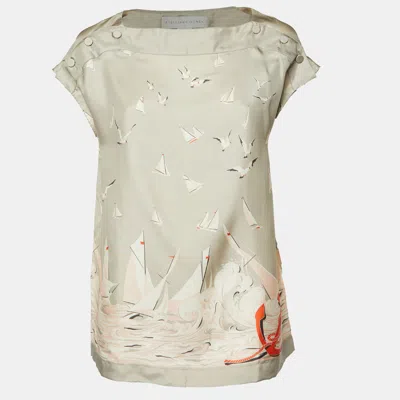 Pre-owned Stella Mccartney Beige Printed Silk Top S