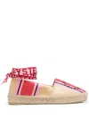 Stella Mccartney + Net Sustain Gaia Embroidered Striped Raffia Espadrilles In Beige