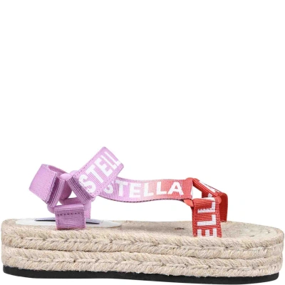 Stella Mccartney Kids' Beige Sandals For Girl With Logo In Multicolor