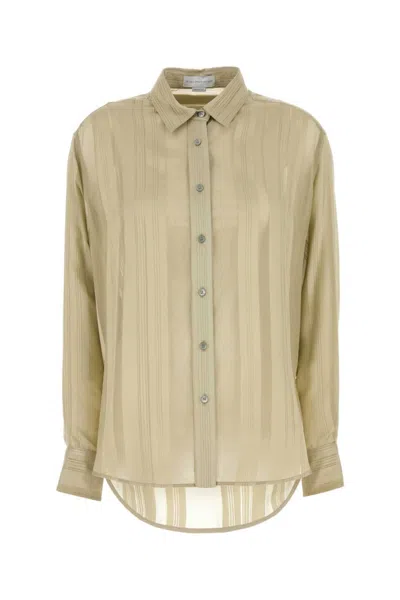 STELLA MCCARTNEY BEIGE SHEER STRIPED PANELLED SHIRT