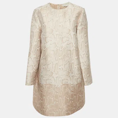 Pre-owned Stella Mccartney Beige Snake Pattern Jacquard Short Dress L