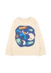 Stella Mccartney Beige Sweatshirt For Baby Boy With Space Print In Neutral
