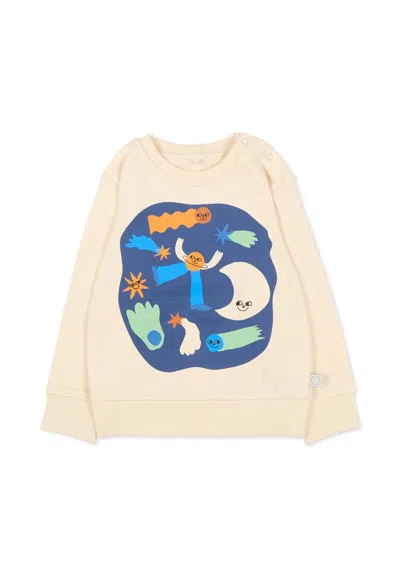 Stella Mccartney Beige Sweatshirt For Baby Boy With Space Print In Neutral