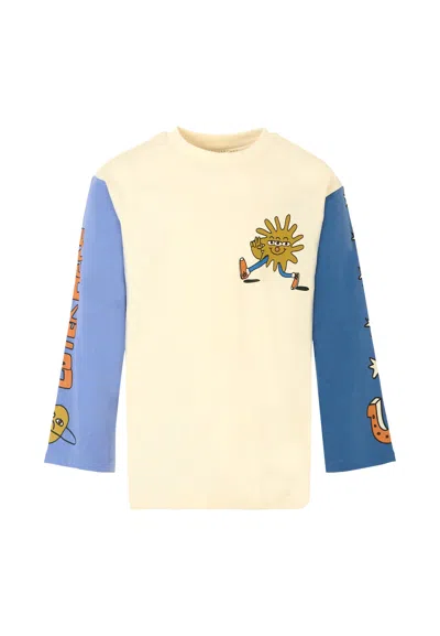 Stella Mccartney Kids' Beige T-shirt For Boy With Sun In Neutral