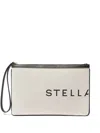 Stella Mccartney Beige Textured Handbag With Zip Closure And Wrist Strap In Neutrals