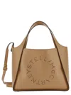 STELLA MCCARTNEY BEIGE TOTE BAG WITH PERFORATED LOGO LETTERING DETAIL AT THE FRONT IN FAUX LEATHER WOMAN