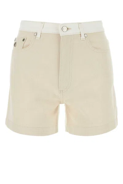 STELLA MCCARTNEY BEIGE TWO-TONE DENIM SHORTS