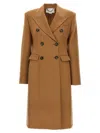Stella Mccartney Wool Coat With Back Vent And Double-breasted Front In Brown