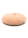 Stella Mccartney Logo-plaque Wool-felt Beret In Beige