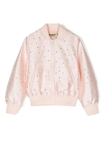 Stella Mccartney Kids' Rhinestone-embellished Satin Bomber Jacket In Pink & Purple