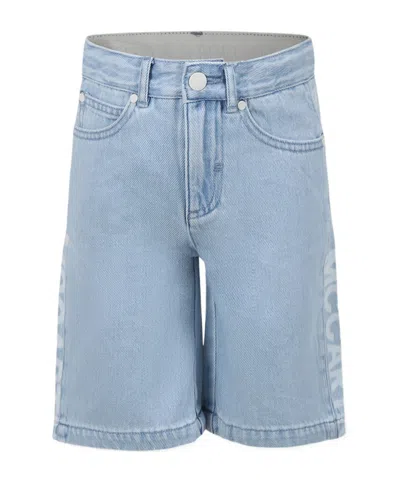 Stella Mccartney Kids' Belt-loop Denim Shorts In Blue