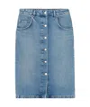 Stella Mccartney Cotton Denim Midi Skirt With A-line Shape In Blue