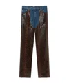 Stella Mccartney Snake Panel Chaps Denim Jeans In Brown