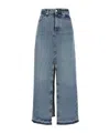 Stella Mccartney Denim Skirt With Back Pockets And Front Slit In Blue