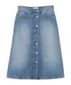 Stella Mccartney Cotton Denim Midi Skirt With A-line Shape In Blue