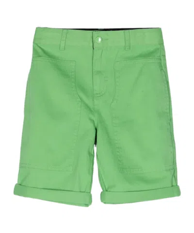 Stella Mccartney Kids' Logo-patch Cotton Chino Shorts In Green