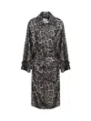 Stella Mccartney Beltd Trench Coat With Leopard Print In Gray