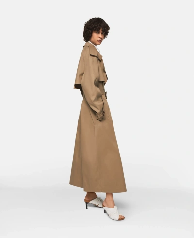 Stella Mccartney Belted Cotton Trench Coat In Olive Beige