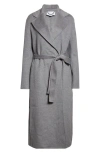 Stella Mccartney Belted Double Face Wool Wrap Coat In Gray