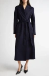 Stella Mccartney Belted Double Face Wool Wrap Coat In Ink