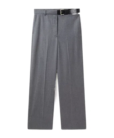 Stella Mccartney Belted Flannel Straight-leg Pants