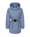 Stella Mccartney Belted Hooded Jacket In Blue