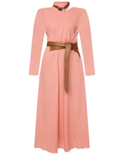 STELLA MCCARTNEY STELLA MCCARTNEY BELTED LEATHER-TRIM DRESS