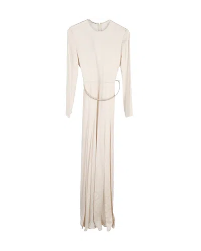 Stella Mccartney Belted Long-sleeve Jumpsuit In Cream Silk In White