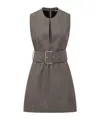 Stella Mccartney Belted Mini Dress In Gray
