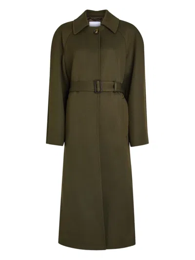 Stella Mccartney Belted Single-breasted Coat In Green
