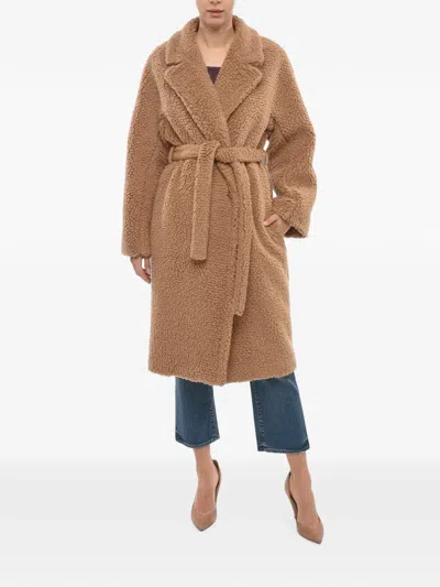 Stella Mccartney Belted Teddy Coat In Brown