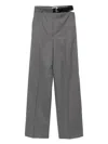 Stella Mccartney Grey Belted Flannel Straight-leg Pants In Gray
