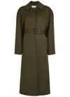 Stella Mccartney Belted Twill Coat In Green