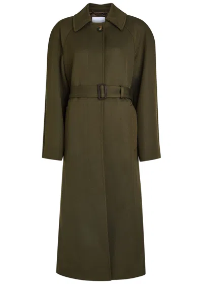 Stella Mccartney Belted Twill Coat In Green