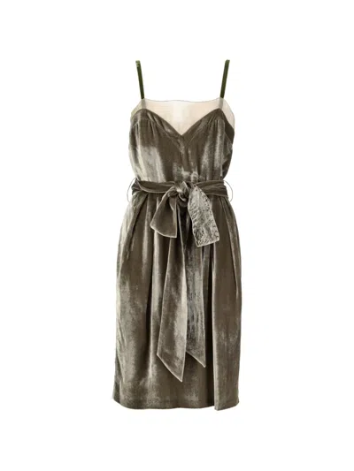 Pre-owned Stella Mccartney Belted Velvet Dress In Green