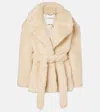 Stella Mccartney Belted Wool-blend Teddy Jacket In Nude