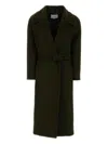 Stella Mccartney Bottle Green Wool Coat In Brown